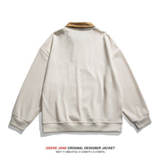 Men Pullover Hoodie Spring Long Sleeve Polo Shirt Men's American Retro Loose Trendy Sweater