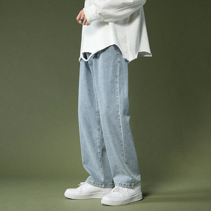 Men Jeans Straight Loose Summer Boys Casual Trousers