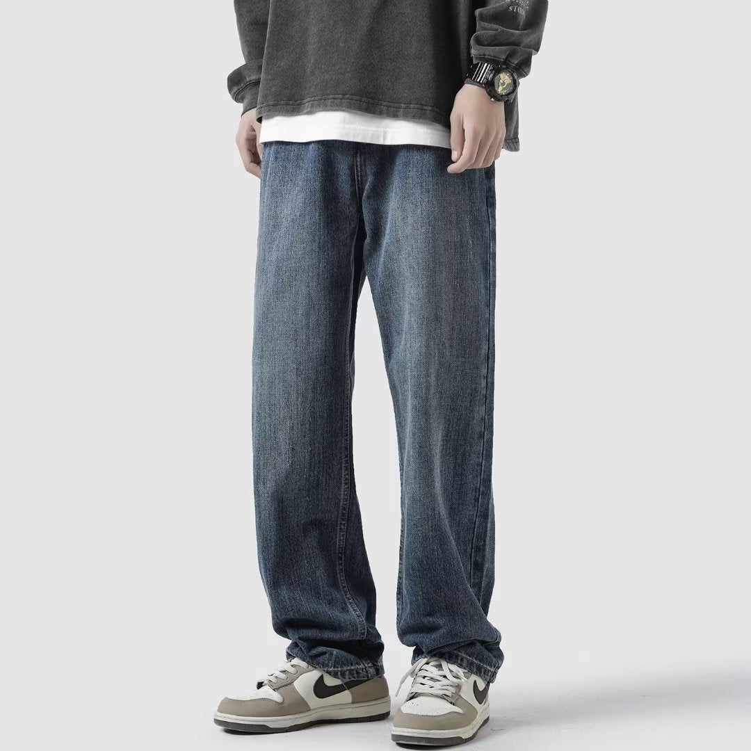 Men Jeans Straight Jeans Men's Summer Retro Pants