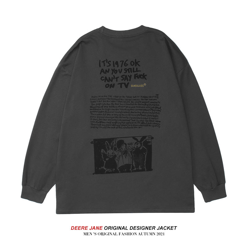 Men Pullover Hoodie Loose round Neck Long Sleeve Sweater Men Spring and Autumn
