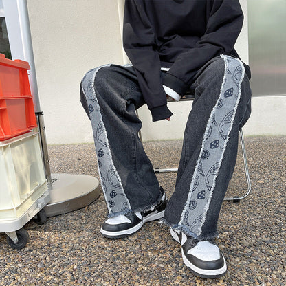 Men Jeans Loose Straight Spring and Autumn Wide Leg Trousers