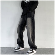 Men Jeans Ripped Jeans Men's Autumn Retro Loose Straight Trousers