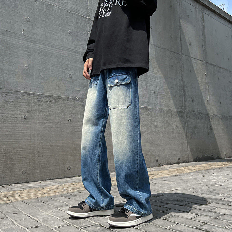 Men Jeans Vintage Jeans Vintage Straight-Leg Pants Oversize Wide Leg Pants