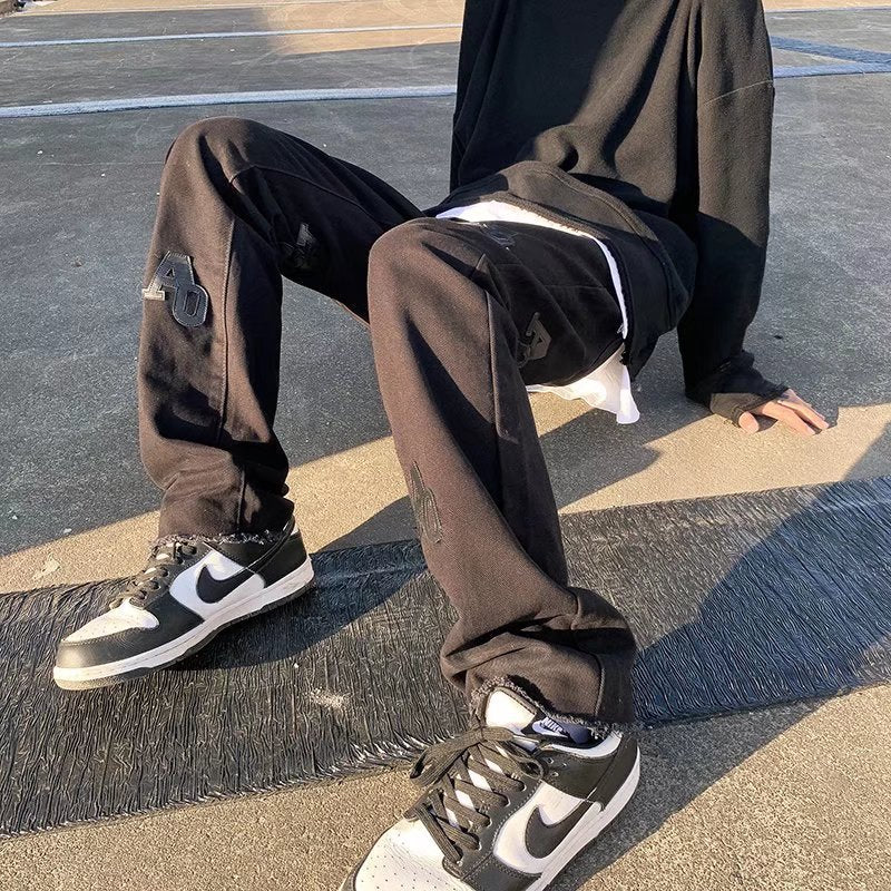 Men Jeans Retro Pants Black Jeans