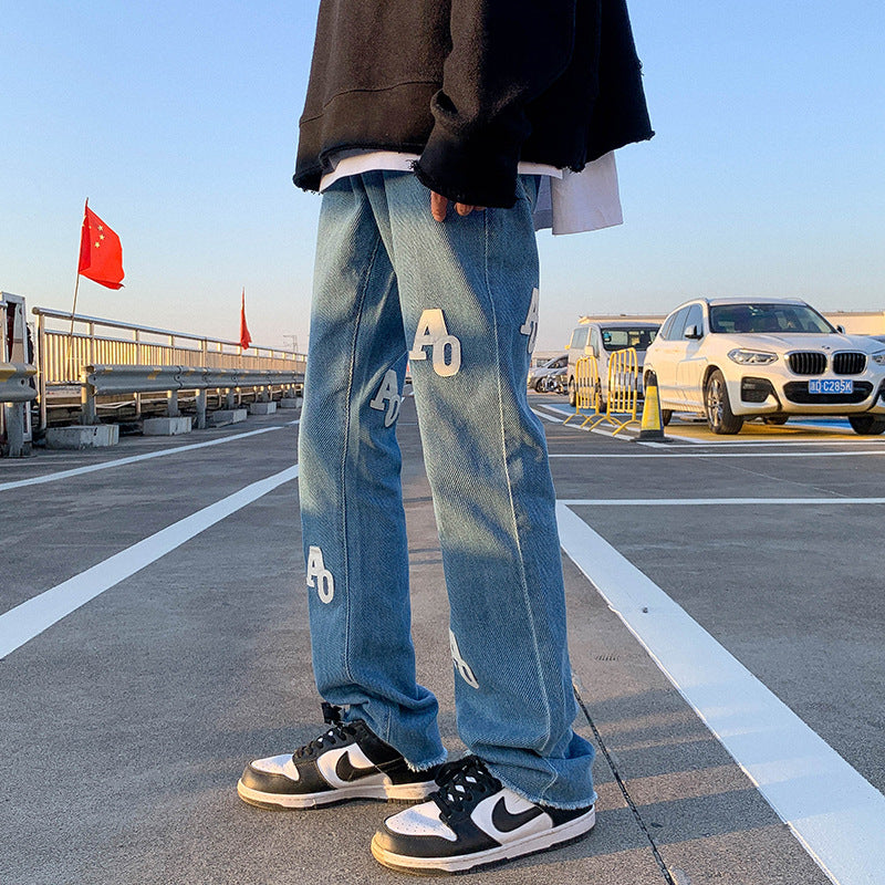 Men Jeans Retro Pants Black Jeans