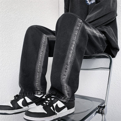Men Jeans Washed Jeans Men's Spring Straight Loose Oversized Casual Trousers