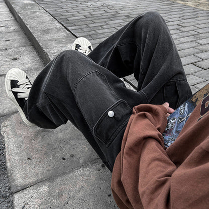 Men Jeans Vintage Jeans Vintage Straight-Leg Pants Oversize Wide Leg Pants