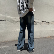 Men Jeans Retro Loose Straight-Leg Wide-Leg Pants