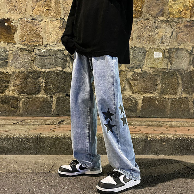 Men Jeans Spring and Autumn Wide Leg Trousers Hip Hop Retro Pants