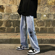 Men Jeans Printed Jeans Men's Loose Spring and Autumn Wide Leg Trousers