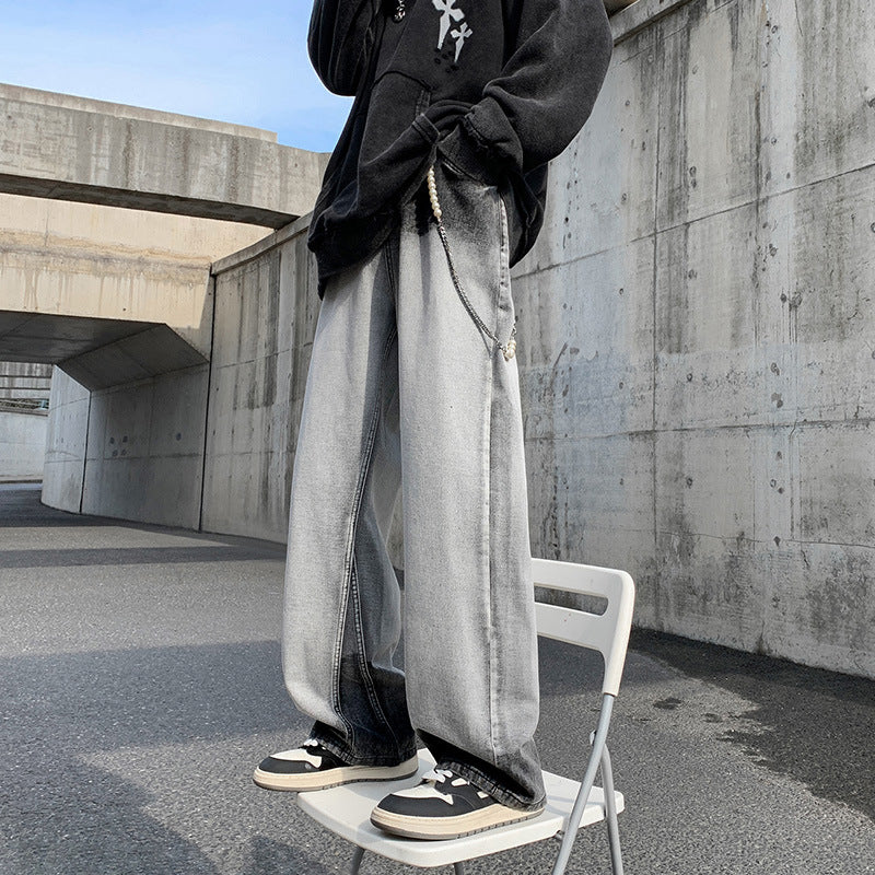 Men Jeans Gradient Jeans Men's Autumn Loose Straight Casual Pants