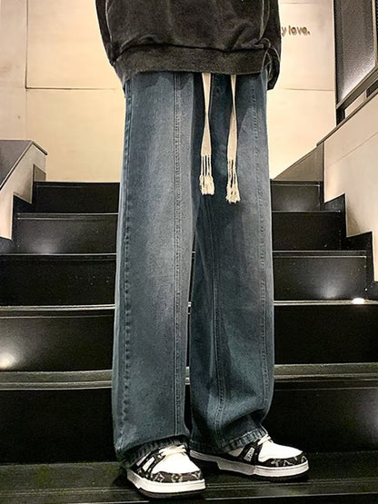 Men Jeans Summer Retro Casual Straight Pants