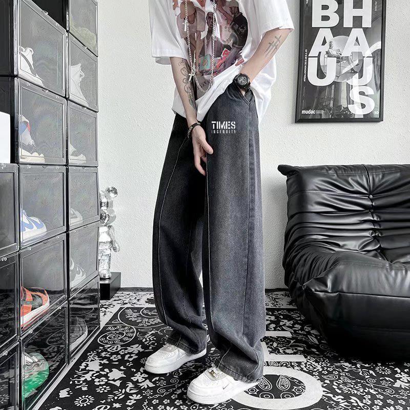 Men Jeans Oversize Autumn Wide Leg Pants Baggy Straight Trousers