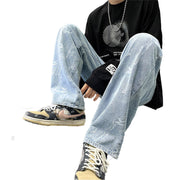 Men Jeans Summer Casual Pants Wide Leg Trousers