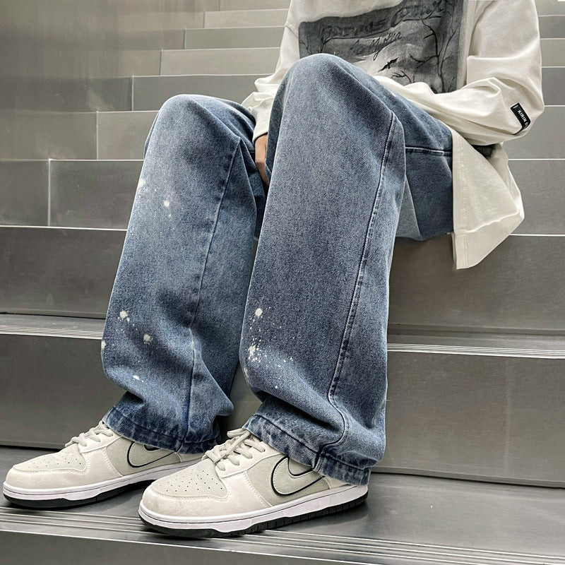 Men Jeans Hiphop Pants Vintage Jeans Men's Loose Straight Oversize Wide Leg Pants