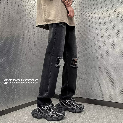 Men Jeans Ripped Jeans Men Vintage Oversize Straight Loose Pants