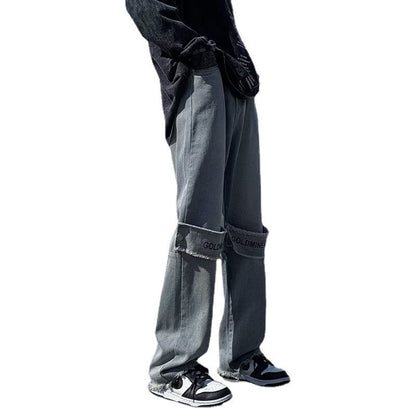 Men Jeans Retro Denim Spring and Autumn Straight Pants