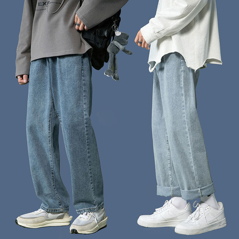Men Jeans Straight Loose Summer Boys Casual Trousers