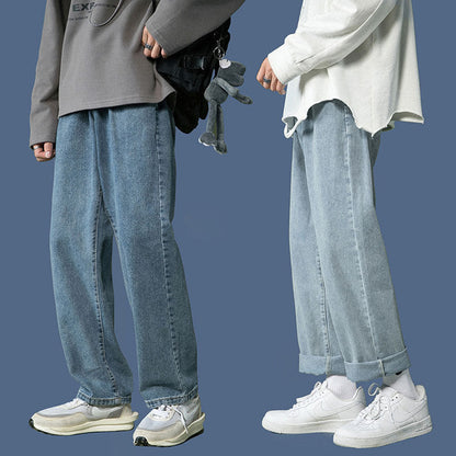 Men Jeans Straight Loose Summer Boys Casual Trousers