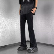 Men Jeans Raw Hem Ripped Skinny Jeans Summer Baggy Straight Trousers
