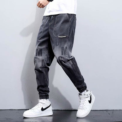 Men Jeans Spring and Summer Gradient Casual Printing Ankle Banded Pants Men's Jeans