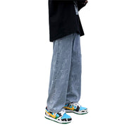 Men Jeans Autumn Leisure Straight-Leg Pants Retro Trousers