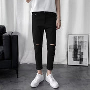 Men Jeans Summer Thin Black Ripped Jeans