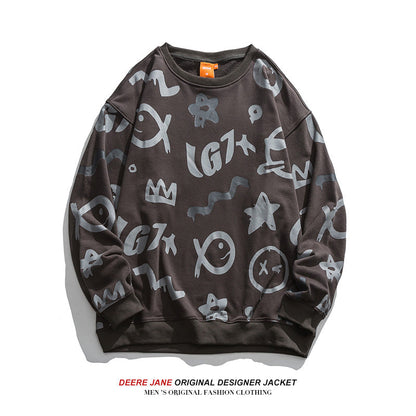 Men Pullover Hoodie Men's Spring and Autumn American Style Loose Trendy Couples Long Sleeve