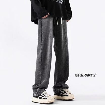 Men Jeans Retro Washed Jeans Spring Oversize Loose Straight Trousers