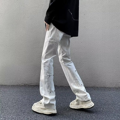Men Jeans Slightly Flared Jeans Slim-Fitting Straight Pants
