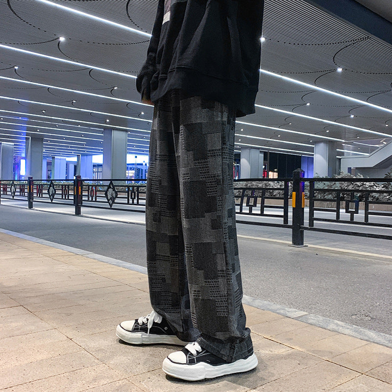 Men Jeans Men's Loose Wide Leg Pants Straight-Leg Pants