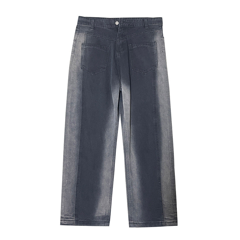 Men Jeans Gradient Jeans Men Spring Autumn Loose Straight Trousers