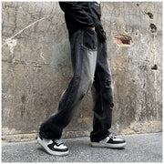 Men Jeans Ripped Jeans Men's Autumn Retro Loose Straight Trousers