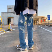 Men Jeans Retro Pants Black Jeans