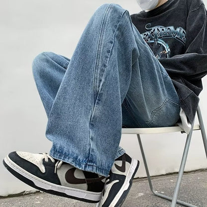 Men Jeans Spring and Autumn Large Straight-Leg Pants Pants