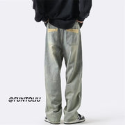 Men Jeans Spring Retro Straight-Leg Pants