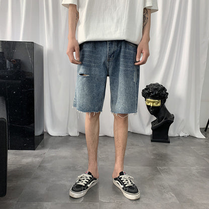 Men Jeans Ripped Denim Shorts Casual Shorts
