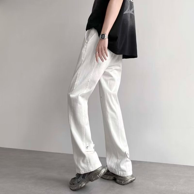 Men Jeans White Jeans Men's Summer Straight-Leg Trousers
