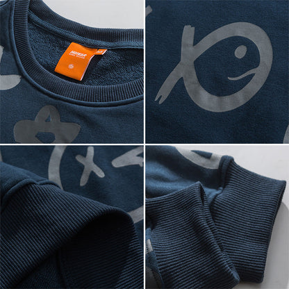 Men Pullover Hoodie Sweater Men Street All-Match Spring and Autumn Couple Long Sleeve