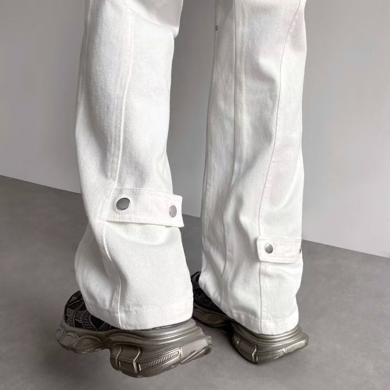 Men Jeans White Jeans Men's Summer Straight-Leg Trousers