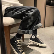 Men Jeans Men's Straight Jeans Fall Loose Retro Wide Leg Pants