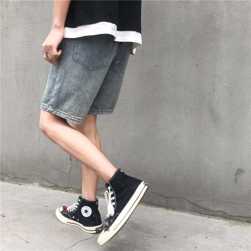 Men Jeans Summer Loose Straight Denim Shorts