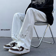 Men Jeans Spring Retro Straight-Leg Pants Loose plus Size Wide Leg Casual Trousers
