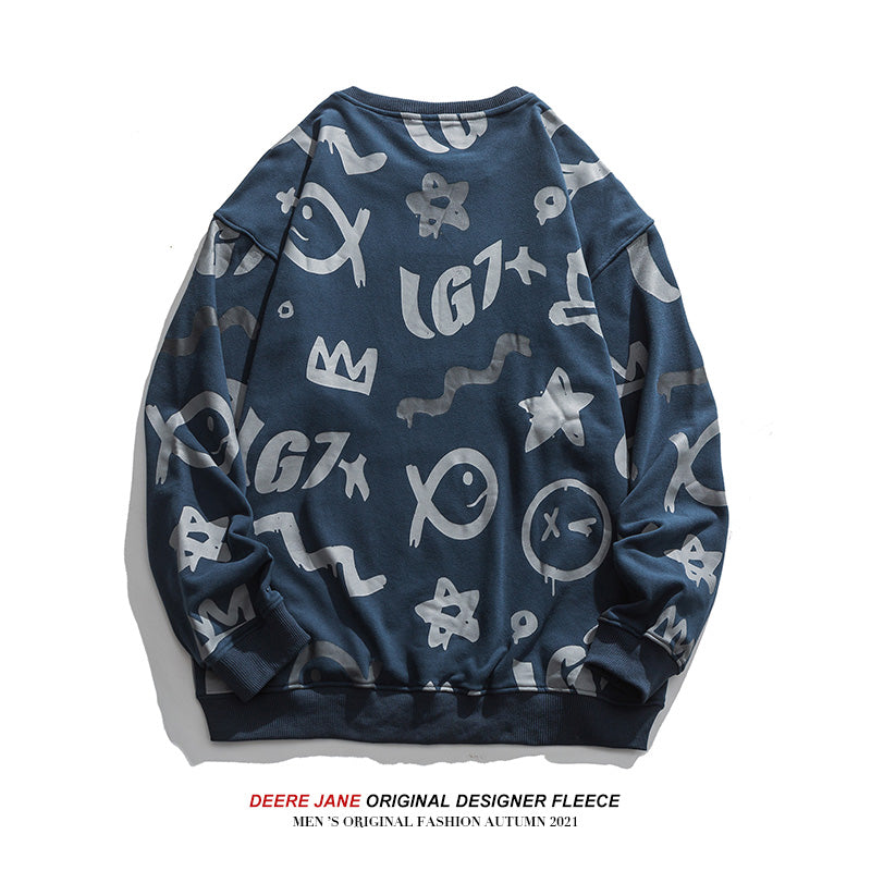 Men Pullover Hoodie Sweater Men Street All-Match Spring and Autumn Couple Long Sleeve