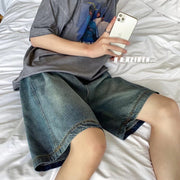 Men Jeans Vintage Denim Shorts Loose Casual Shorts
