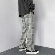 Men Jeans Autumn Loose Straight Wide Leg Pants Retro Trousers