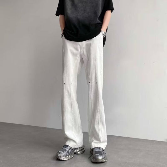 Men Jeans White Jeans Men's Summer Straight-Leg Trousers