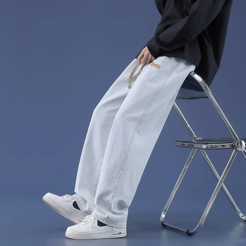 Men Jeans Summer Loose Straight-Leg Wide-Leg Pants Casual Pants