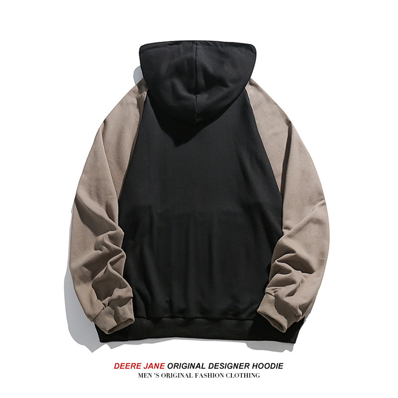 Men Pullover Hoodie Spring Sweater Men's Loose Color Matching Casual Top