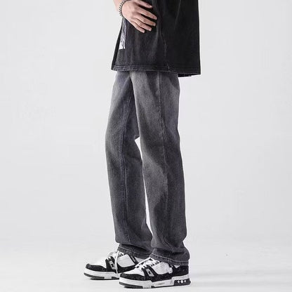 Men Jeans Washed Jeans Men's Summer Loose Straight Distressed Casual Pants